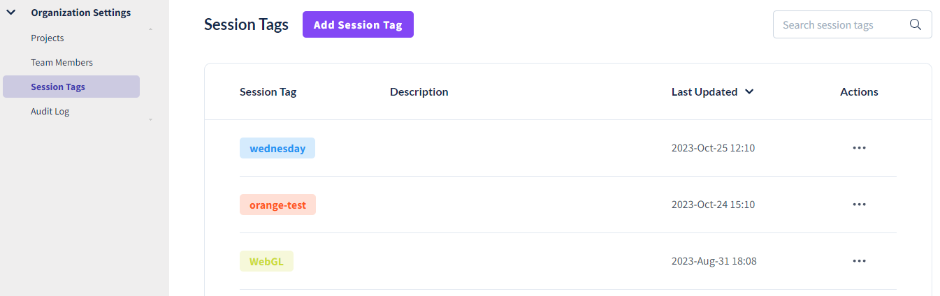 session tag page